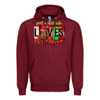 Burgundy just a girl who loves christmas Zipper Hoodie - CowhideDigitalArt