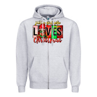 Heather Grey just a girl who loves christmas Zipper Hoodie - CowhideDigitalArt