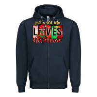 Navy just a girl who loves christmas Zipper Hoodie - CowhideDigitalArt