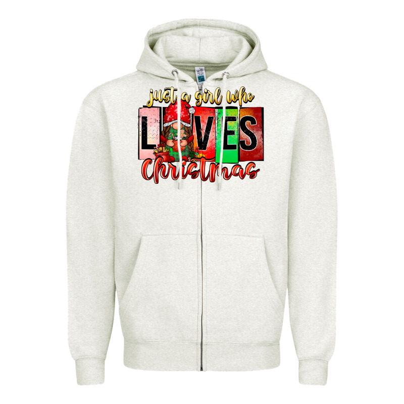 Just A Girl Who Loves Christmas Zipper Hoodie by CowhideDigitalArt | Teevron