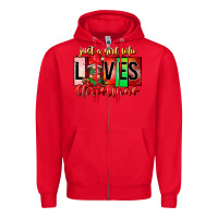 Red just a girl who loves christmas Zipper Hoodie - CowhideDigitalArt