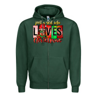 Sports Green just a girl who loves christmas Zipper Hoodie - CowhideDigitalArt