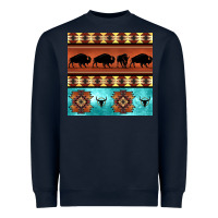 Navy native american aztec seamless pattern 2 Heavyweight Sweatshirt - BundleAndBundleShop