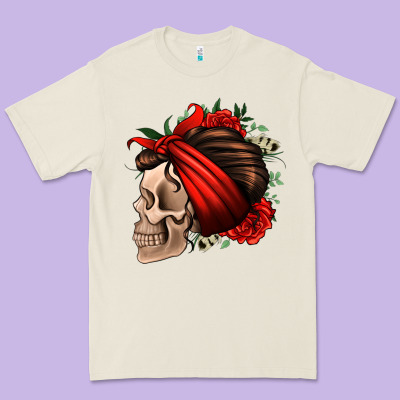 Bandana And Roses Skull Premium Tee Designed By Jasminsmagicworld