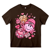Chocolate Brown retro valentines day Heavy Core Tee - LillyAllenDesigns