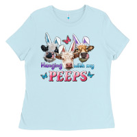 Baby Blue Hanging With My Peeps Cows Ladies Tee - RanaPortraitStore