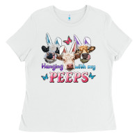 White Hanging With My Peeps Cows Ladies Tee - RanaPortraitStore