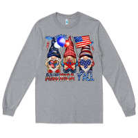 Heather Grey America y'all with gnomies Long Sleeve Tee - HowdyJamesFarm