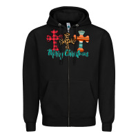 Black merry Christmas cross Zipper Hoodie - CowhideDigitalArt