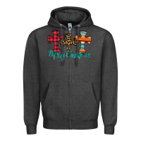 Charcoal Heather merry Christmas cross Zipper Hoodie - CowhideDigitalArt