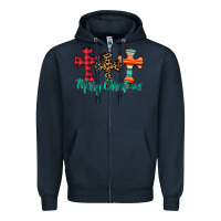 Navy merry Christmas cross Zipper Hoodie - CowhideDigitalArt