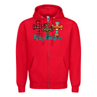 Red merry Christmas cross Zipper Hoodie - CowhideDigitalArt