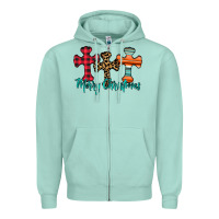 Seafoam merry Christmas cross Zipper Hoodie - CowhideDigitalArt