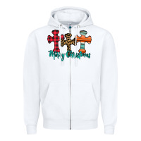 White merry Christmas cross Zipper Hoodie - CowhideDigitalArt