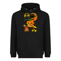 Black Vintage Halloween Heavyweight Hoodie - minhPixels