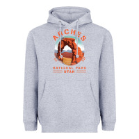 Heather Grey Cool Arches National Park Utah Heavyweight Hoodie - minhPixels