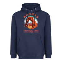 Navy Cool Arches National Park Utah Heavyweight Hoodie - minhPixels