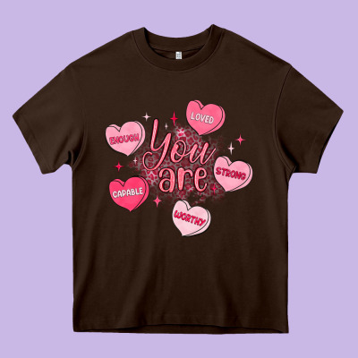 You Are Enough Valentines Day Heavy Core Tee Designed By Lillyallendesigns