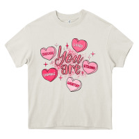 Cream you are enough valentines day Heavy Core Tee - LillyAllenDesigns