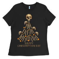 Black Happy Consumption Day Ladies Tee - RanaPortraitStore