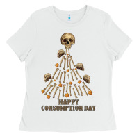 White Happy Consumption Day Ladies Tee - RanaPortraitStore