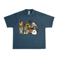Midnight Navy Farm animal coffee cups Urban Heavy Tee - HowdyJamesFarm