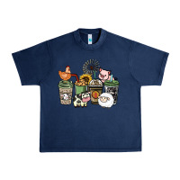 Navy Farm animal coffee cups Urban Heavy Tee - HowdyJamesFarm