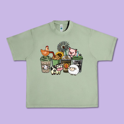 Farm Animal Coffee Cups Urban Heavy Tee Designed By Howdyjamesfarm
