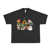 Pigment Black Farm animal coffee cups Urban Heavy Tee - HowdyJamesFarm