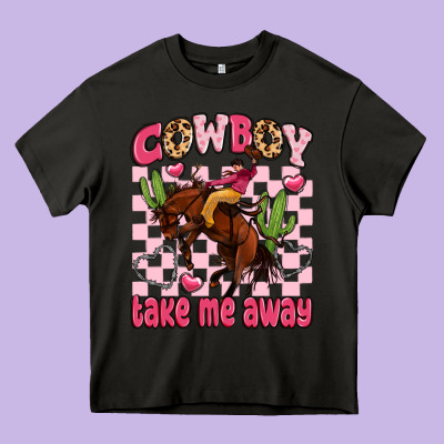 Cowboy Take Me Away Heavy Core Tee Designed By Lillyallendesigns