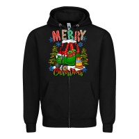 Black merry christmas car Zipper Hoodie - CowhideDigitalArt