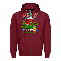 Burgundy merry christmas car Zipper Hoodie - CowhideDigitalArt