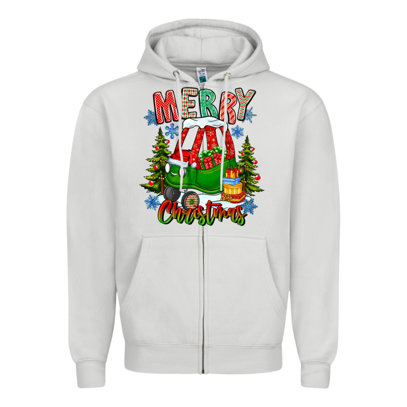 Merry Christmas Car Zipper Hoodie by CowhideDigitalArt | Teevron
