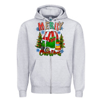 Heather Grey merry christmas car Zipper Hoodie - CowhideDigitalArt