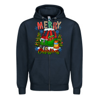 Navy merry christmas car Zipper Hoodie - CowhideDigitalArt
