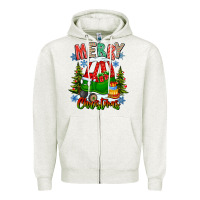 Oatmeal Heather merry christmas car Zipper Hoodie - CowhideDigitalArt