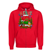 Red merry christmas car Zipper Hoodie - CowhideDigitalArt