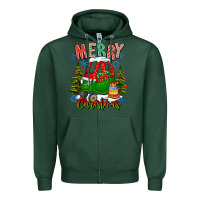 Sports Green merry christmas car Zipper Hoodie - CowhideDigitalArt