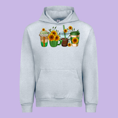 Sunflowers Coffee Cups Urban Hoodie Designed By Adodesignshop