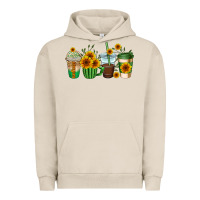 Pigment French Oak sunflowers coffee cups Urban Hoodie - AdoDesignShop