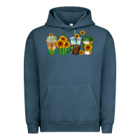 Pigment Midnight Navy sunflowers coffee cups Urban Hoodie - AdoDesignShop