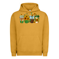 Pigment Peanut Butter sunflowers coffee cups Urban Hoodie - AdoDesignShop