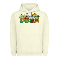 Pigment Pistachio sunflowers coffee cups Urban Hoodie - AdoDesignShop