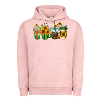 Pigment Salmon sunflowers coffee cups Urban Hoodie - AdoDesignShop
