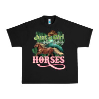 Black Just a girl who loves Horses Urban Heavy Tee - HowdyJamesFarm