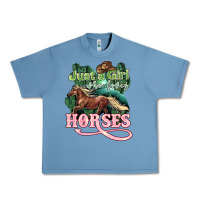 Pebble Blue Just a girl who loves Horses Urban Heavy Tee - HowdyJamesFarm