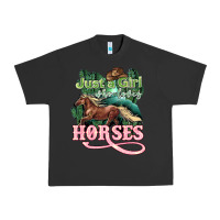 Pigment Black Just a girl who loves Horses Urban Heavy Tee - HowdyJamesFarm