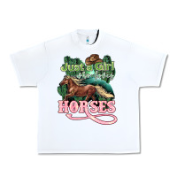 White Just a girl who loves Horses Urban Heavy Tee - HowdyJamesFarm