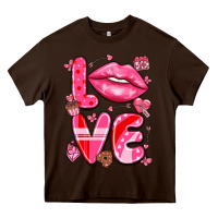 Chocolate Brown love with lips Heavy Core Tee - LillyAllenDesigns