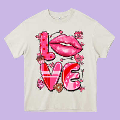 Love With Lips Heavy Core Tee Designed By Lillyallendesigns